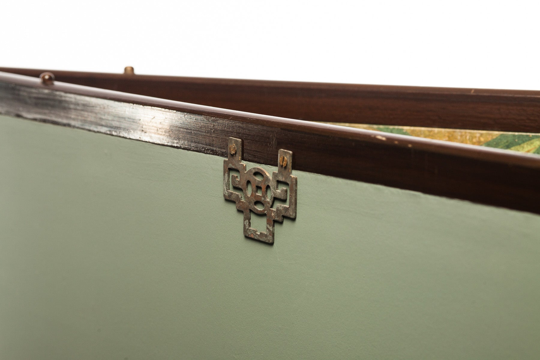 Lawrence & Scott Chinese Inspired "Bamboo Scene With Poem" Hand-Painted Gold Foil 2-Panel Screen 48" W x 50" H