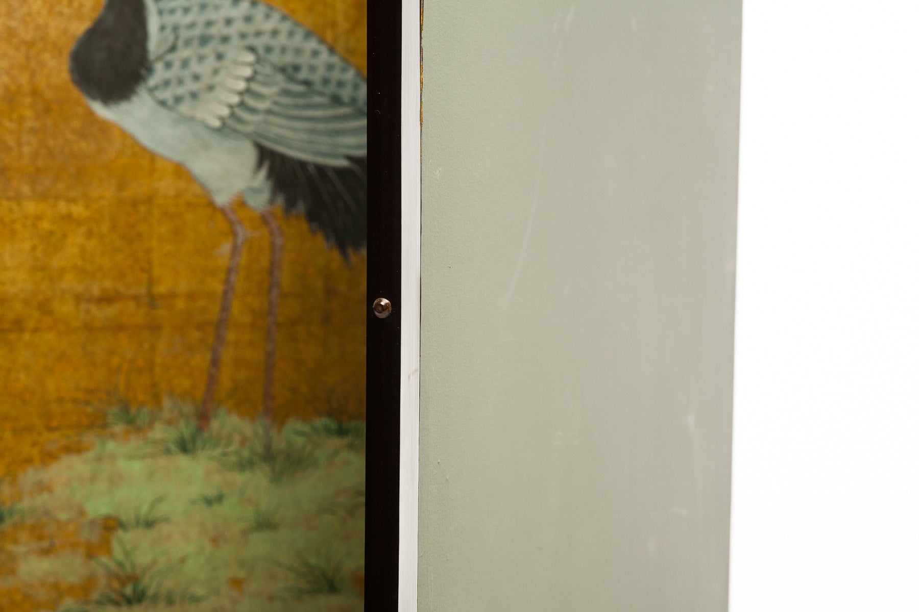 Lawrence & Scott Japanese Style 2-Panel "Cranes at Rest" Hand-Painted Gold Foil Screen 24'' X 50'' X 2 panels