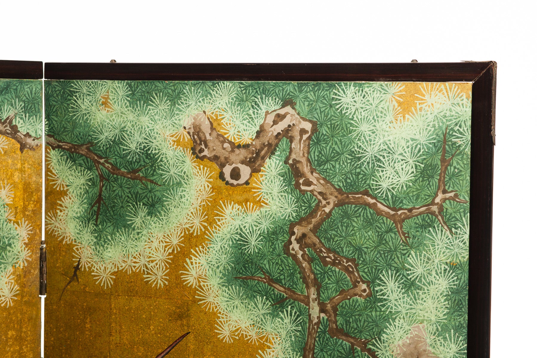 Lawrence & Scott Japanese Style 2-Panel "Cranes at Rest" Hand-Painted Gold Foil Screen 24'' X 50'' X 2 panels