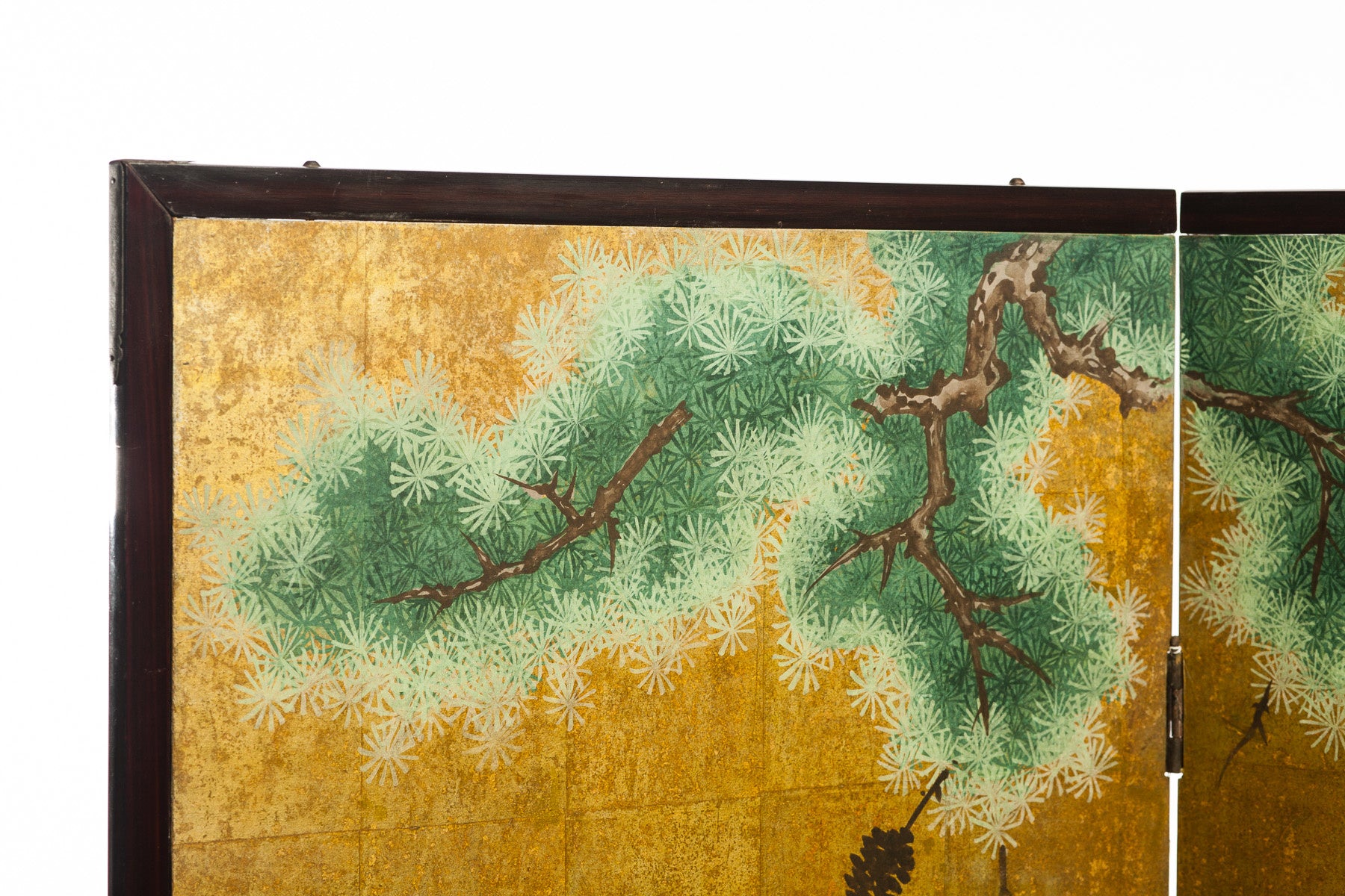 Lawrence & Scott Japanese Style 2-Panel "Cranes at Rest" Hand-Painted Gold Foil Screen 24'' X 50'' X 2 panels