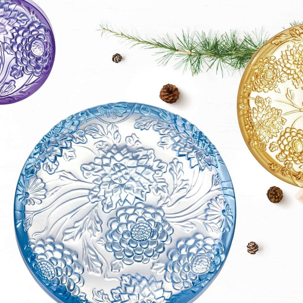 LIULI Crystal Art Crystal Chrysanthemum, Lunar Jewelry Box in Amber