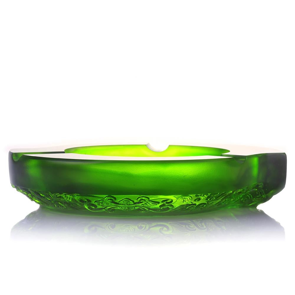 LIULI Crystal Art Crystal Smoke Plume Dance Ashtray in Clear Green