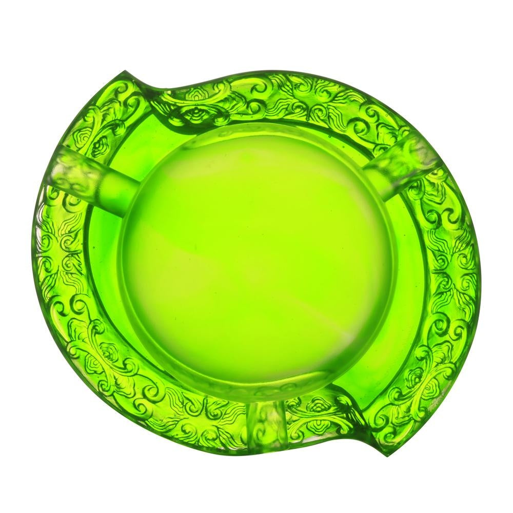 LIULI Crystal Art Crystal Smoke Plume Dance Ashtray in Clear Green