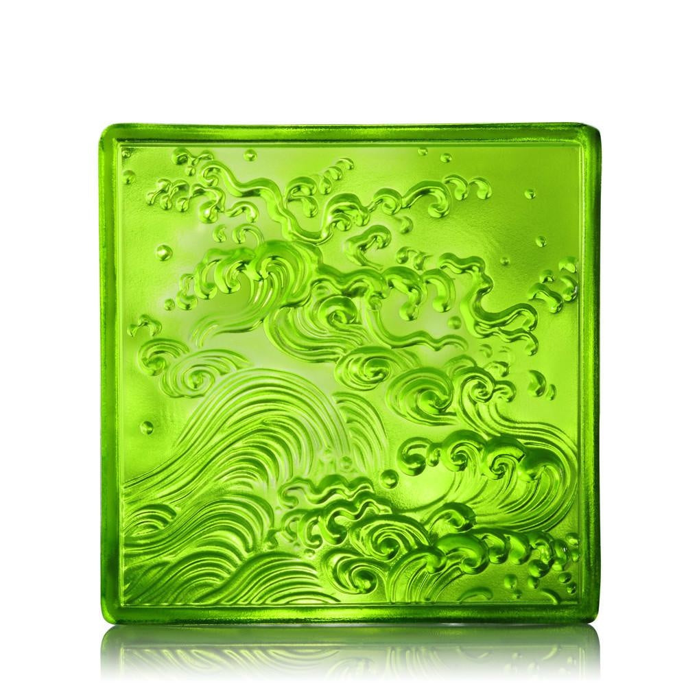 LIULI Crystal Art Crystal Incense Case & "A Happy Excursion - Anonymous" Incense Set in Green