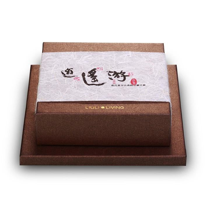 LIULI Crystal Art Crystal Incense Case & "A Happy Excursion - Anonymous" Incense Set in Green