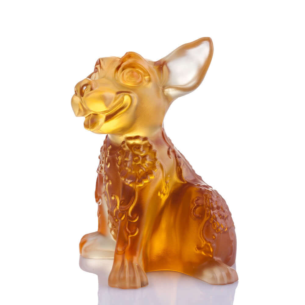 LIULI Crystal Art Crystal Dog, "What’s That I Hear"