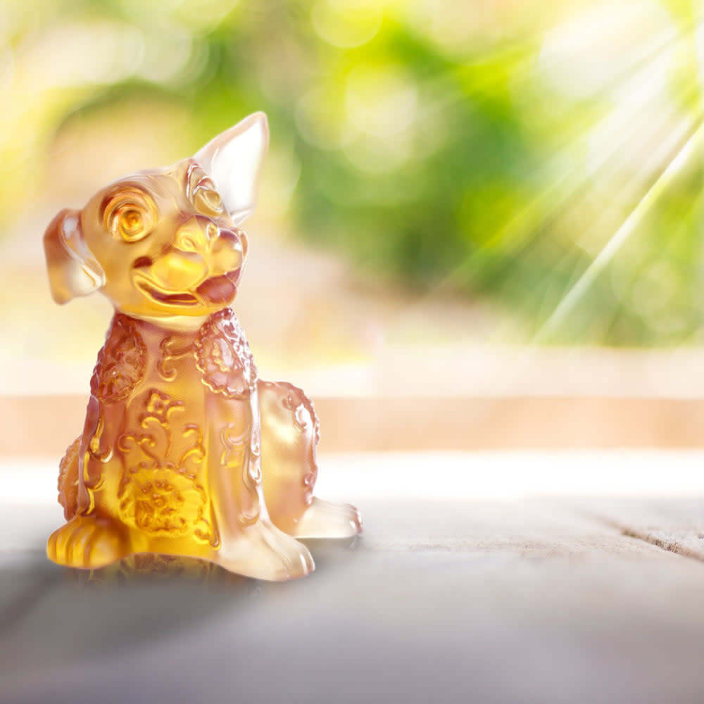 LIULI Crystal Art Crystal Dog, "What’s That I Hear"