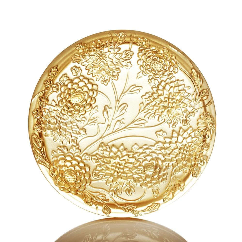 LIULI Crystal Art Crystal Chrysanthemum, Lunar Jewelry Box in Amber
