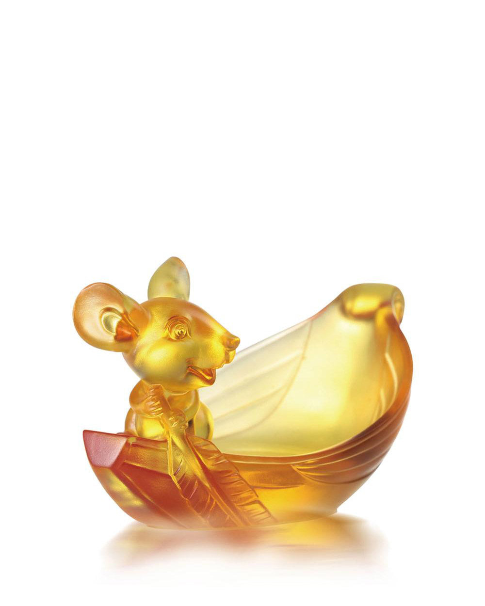 LIULI Crystal Art Crystal Mouse, Piggy Bank, Year of the Rat, "Aboard the Auspicious Ship"