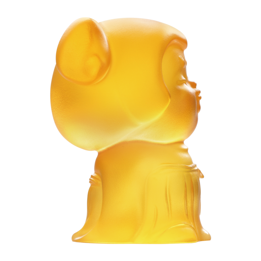 LIULI Crystal Art Crystal Mini Woman Figurine, The Beauty of Tang Dynasty-Girlfriends, Light Amber