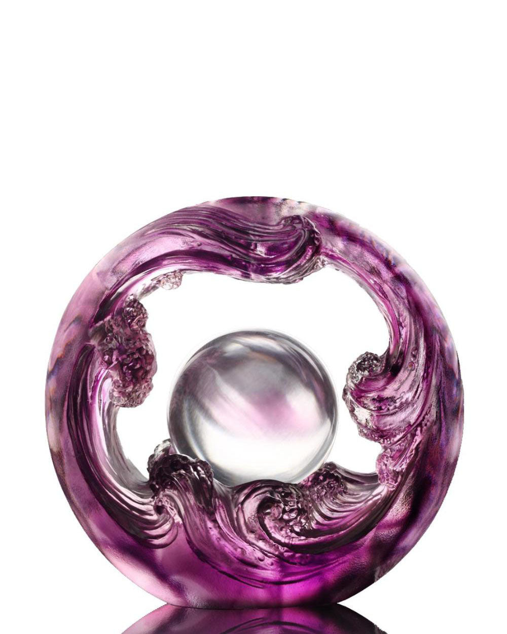 LIULI Crystal Art Crystal Water Flow Feng Shui Sculpture in Violet