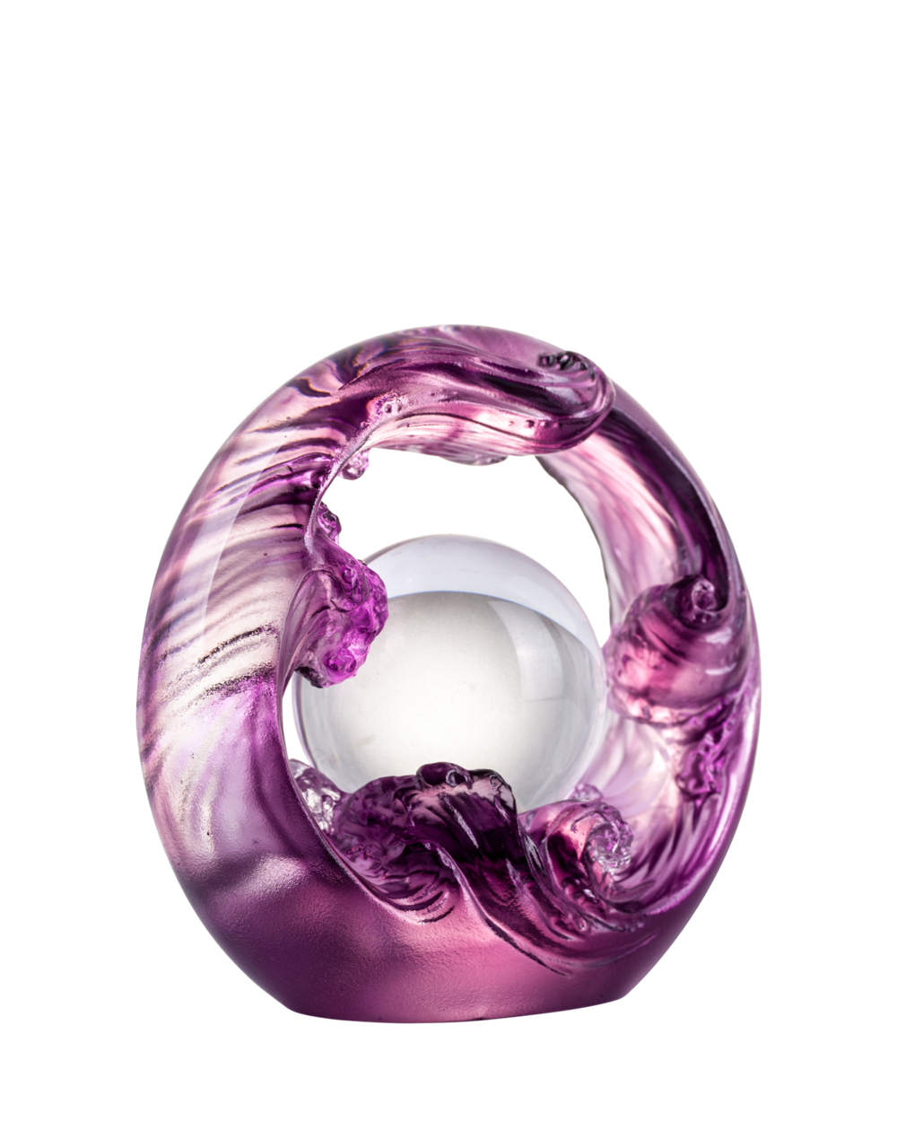 LIULI Crystal Art Crystal Water Flow Feng Shui Sculpture in Violet