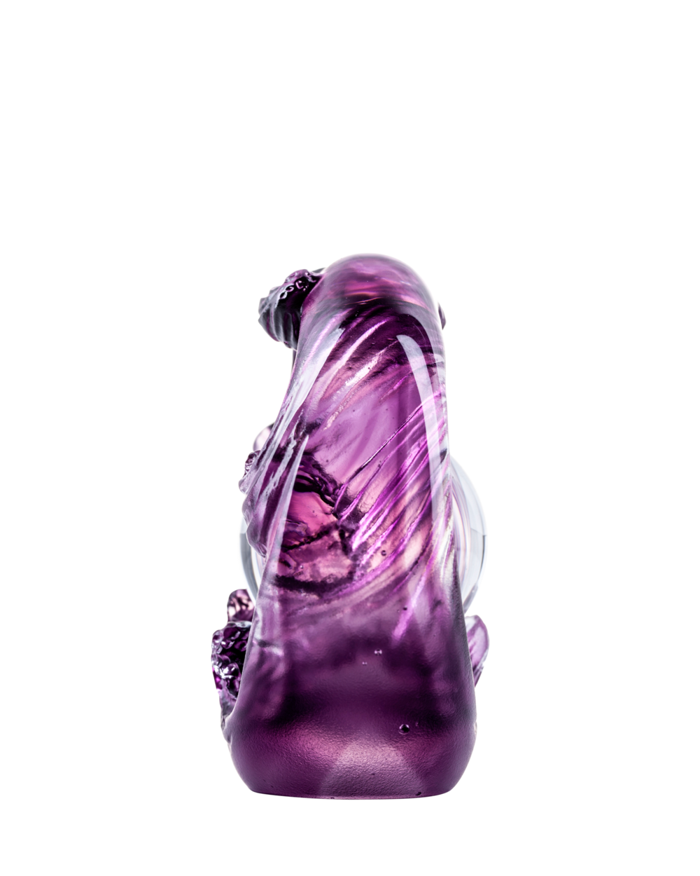 LIULI Crystal Art Crystal Water Flow Feng Shui Sculpture in Violet