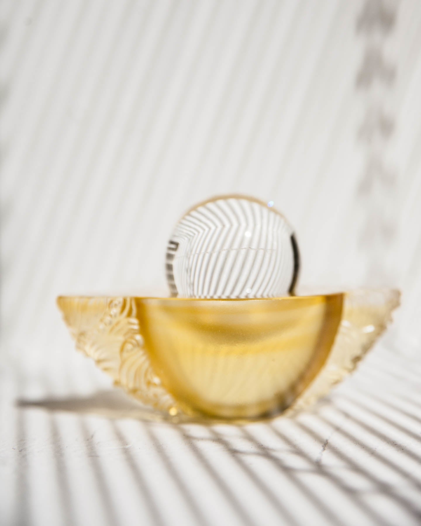 LIULI Crystal Art Crystal Paperweight "As the good world turns" Feng Shui Sculpture in Light Amber