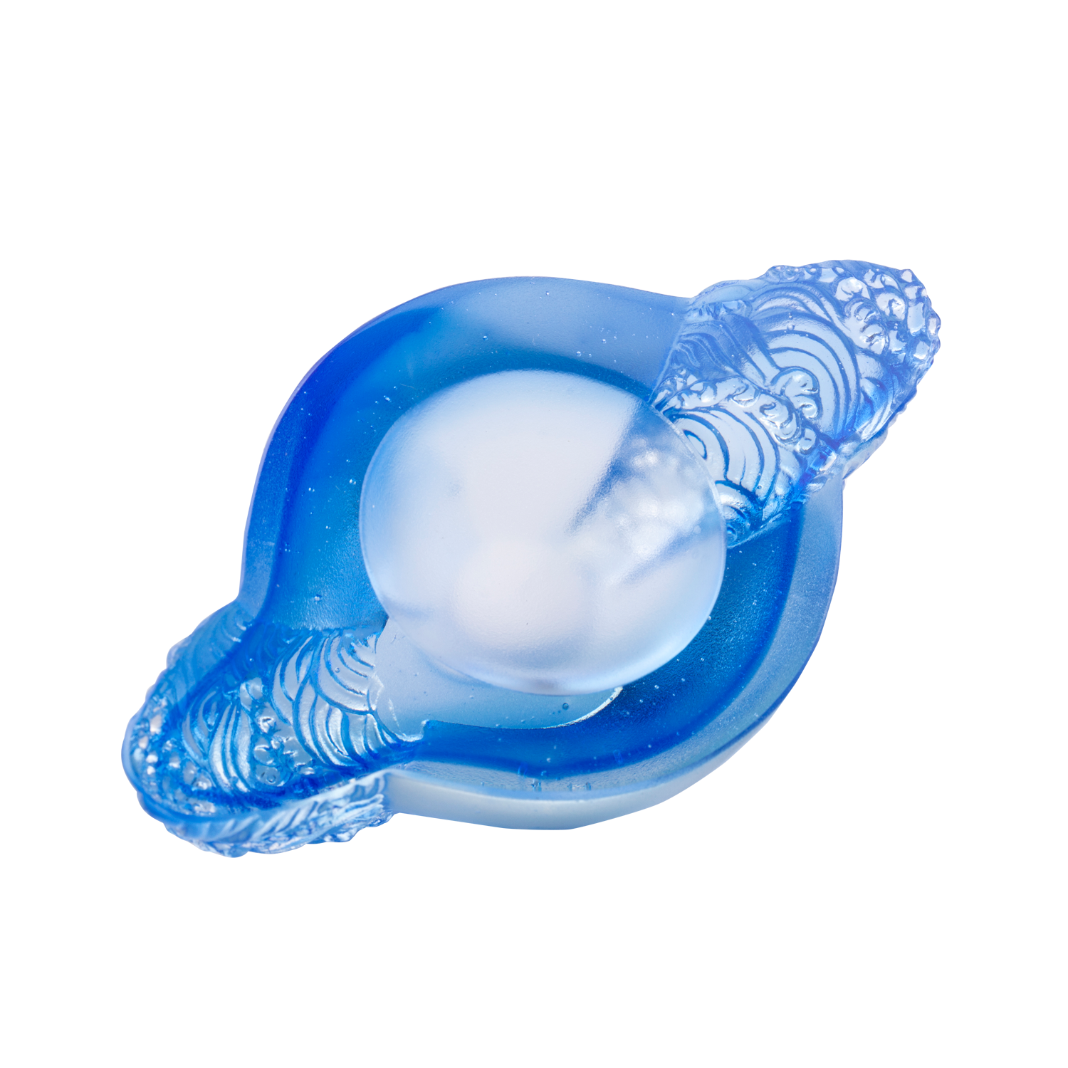 LIULI Crystal Art Crystal Paperweight "As the good world turns" Feng Shui Sculpture in Blue