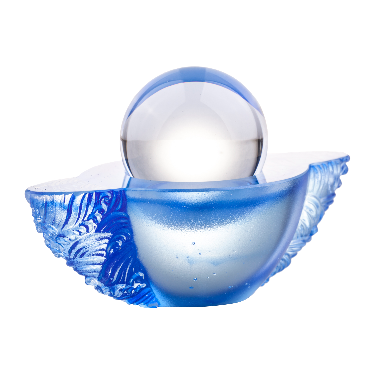 LIULI Crystal Art Crystal Paperweight "As the good world turns" Feng Shui Sculpture in Blue