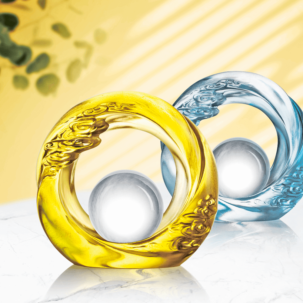 LIULI Crystal Art Crystal Abstract Cloud Feng Shui Desk Sculpture