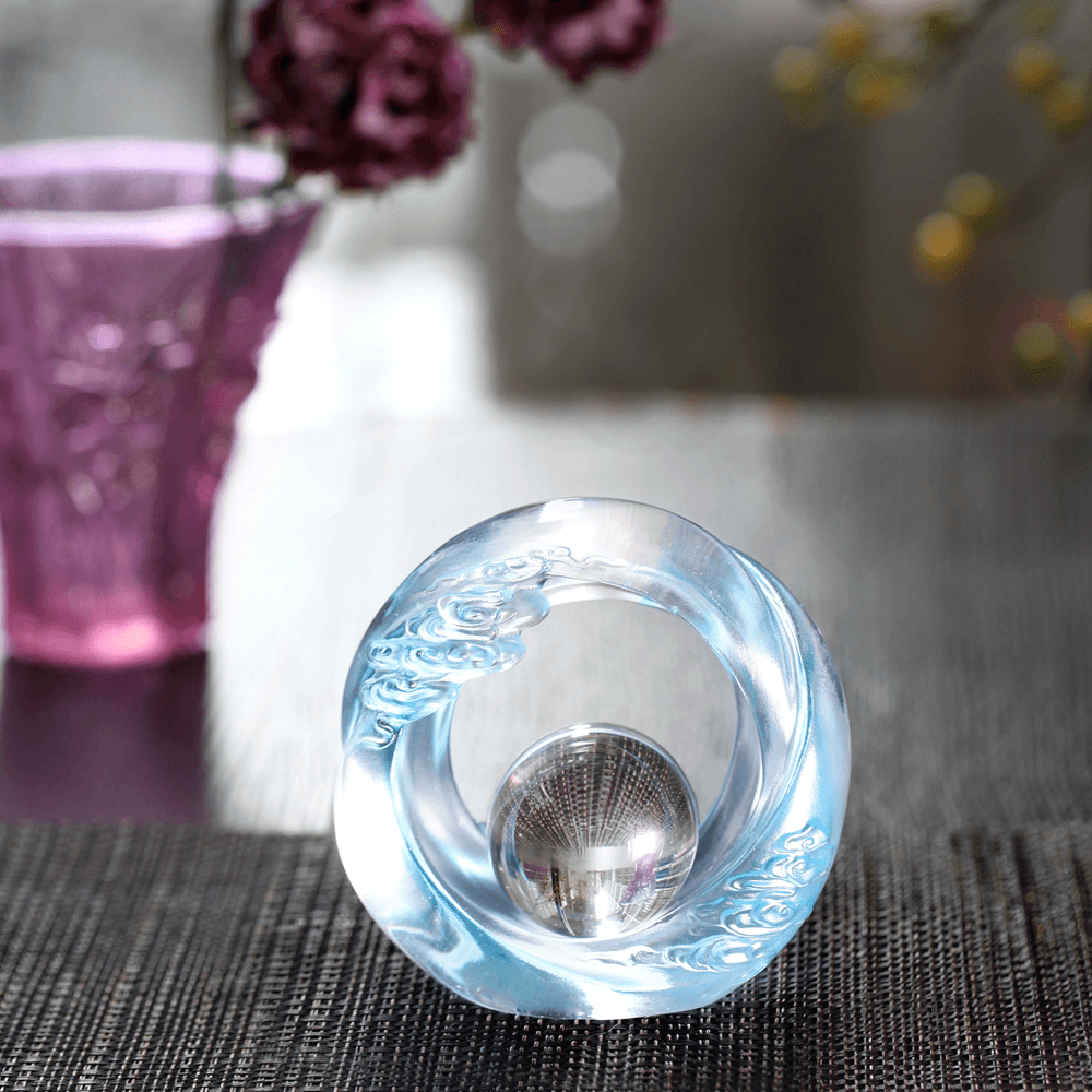 LIULI Crystal Art Crystal Abstract Cloud Feng Shui Desk Sculpture