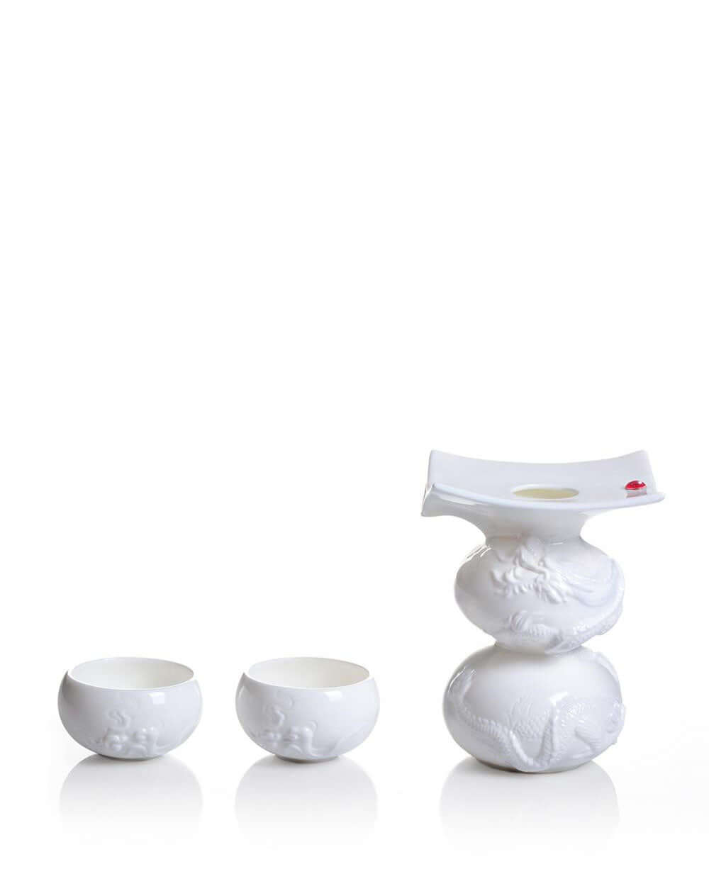 LIULI Crystal Art Bone China Sake Set - (3-Piece Set) "Li Bai’s Intoxication" Limited Edition