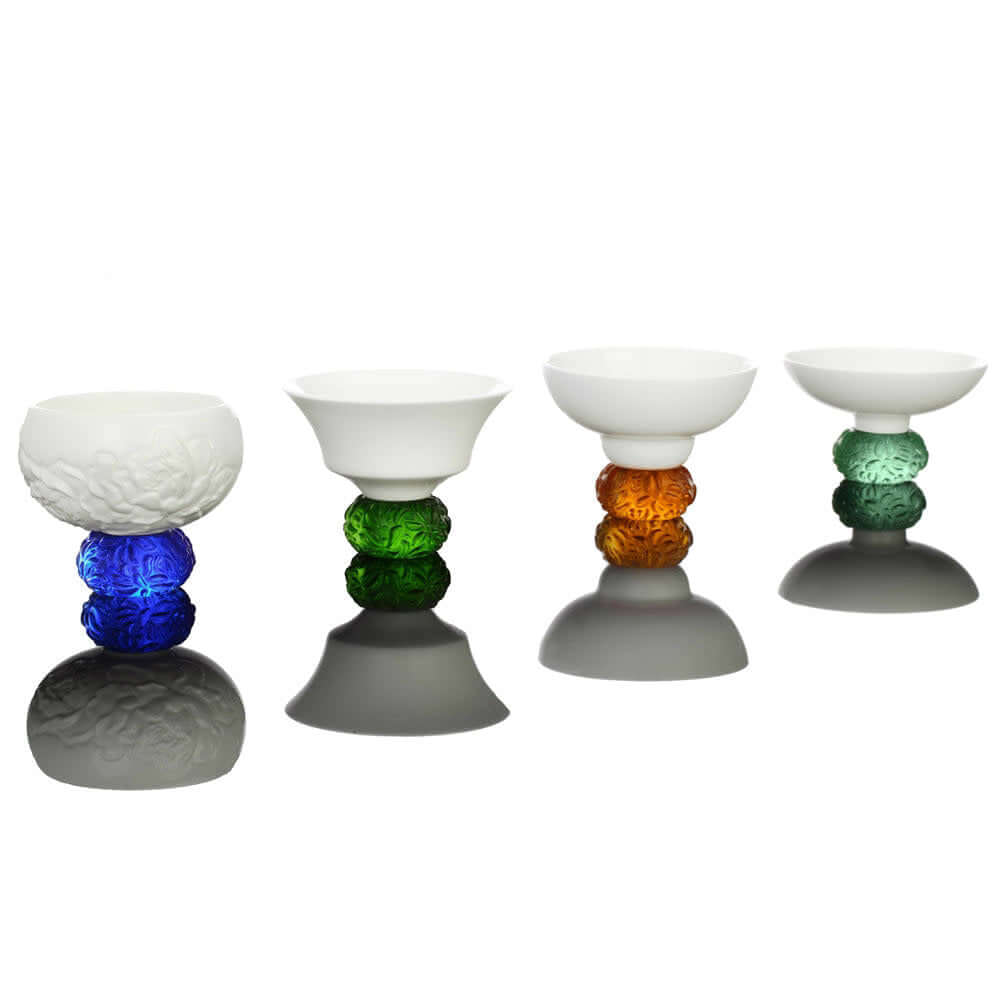 LIULI Crystal Art Bone China Sake Glass, Seasonal Treasures, Set of 4