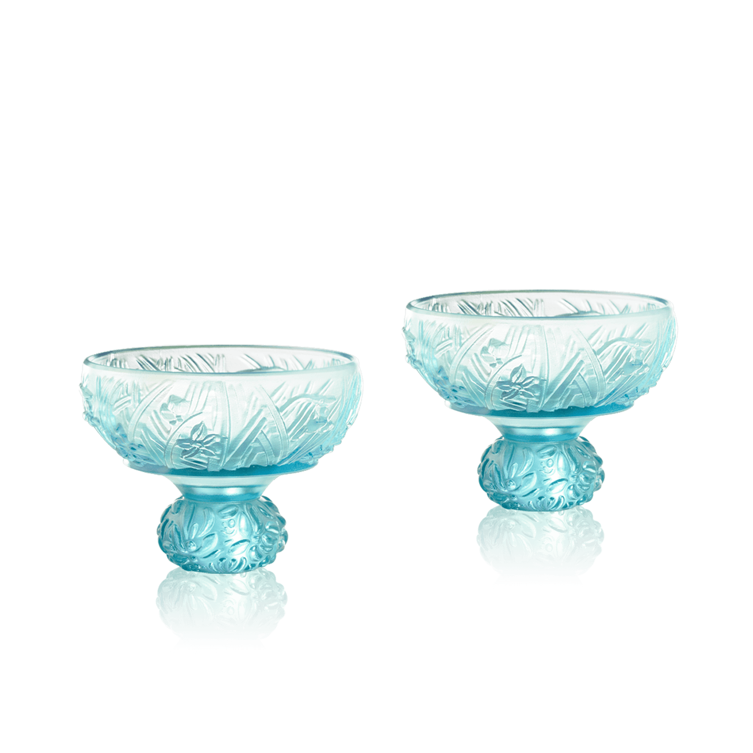 LIULI Crystal Art "Virtuous Orchid" (A Drink to Virtue) - Sake Glass, Shot Glass (Set of 2)