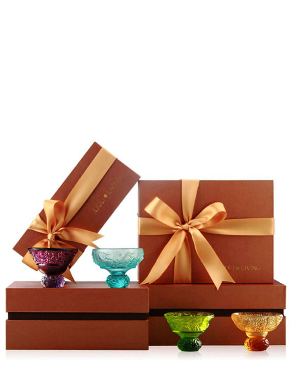 LIULI Crystal Art A Drink To Virtue (Set of 4), Sake Glass, Shot Glass (4 Designs, Same Color)