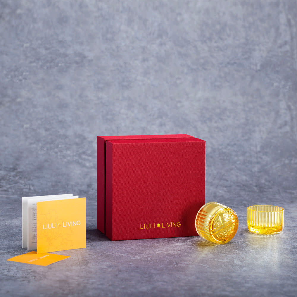 LIULI Crystal Art Crystal Sake Glasses, Shot Glasses, "Auspicious Moon"