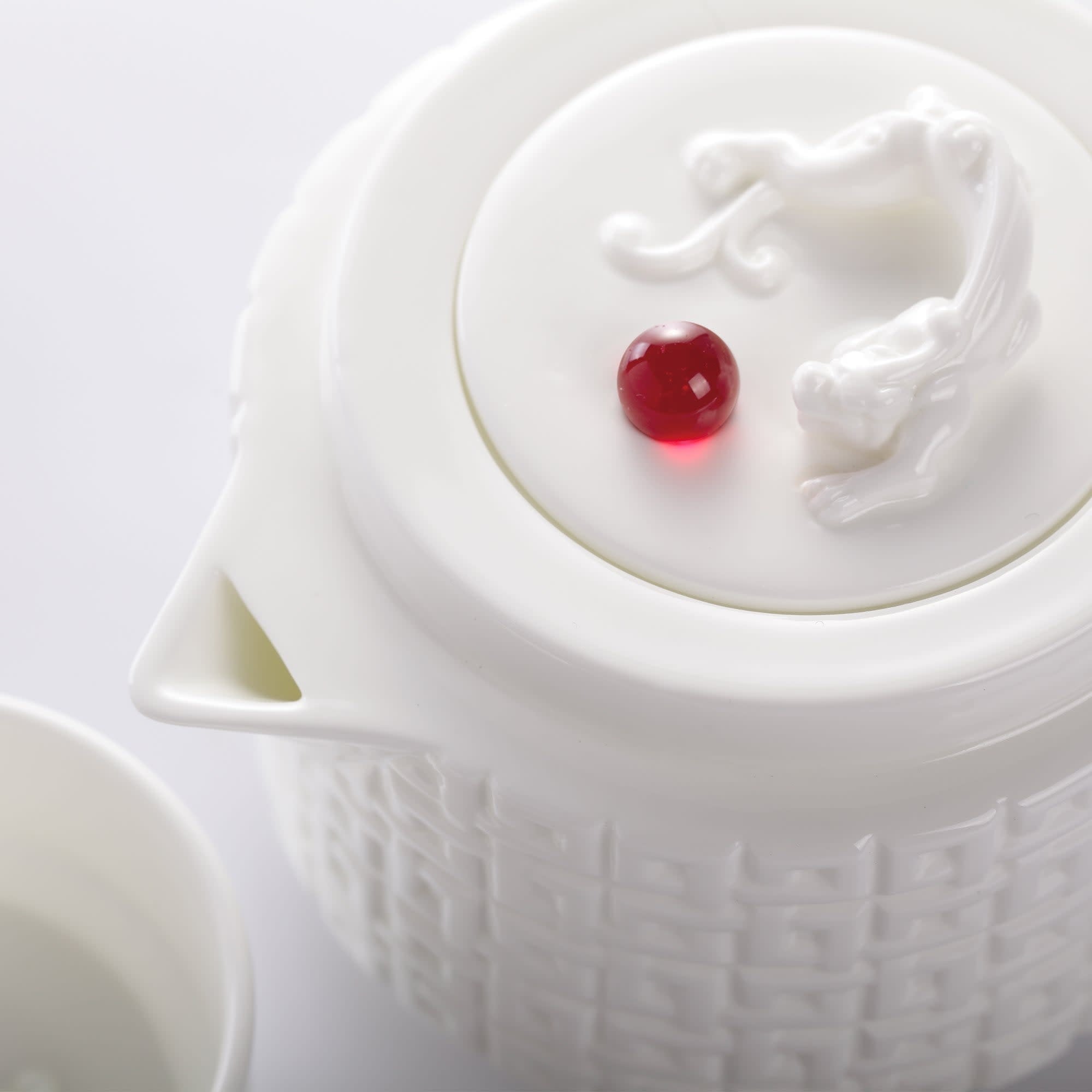 LIULI Crystal Art Tea Set, Bone China, "The Wellspring Teapot"