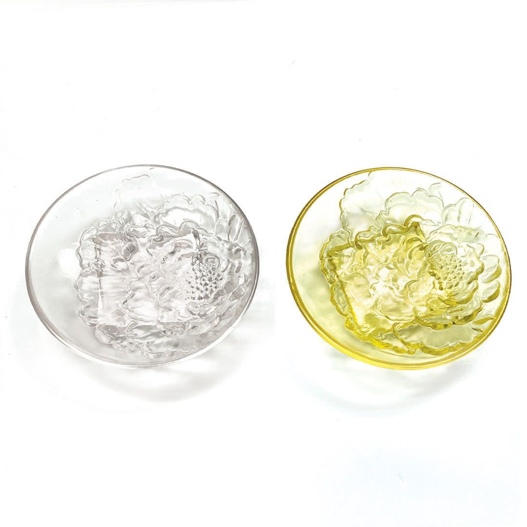 LIULI Crystal Art Crystal Saucer - "Fragrant Aerial Dance" (Set of 2pcs)