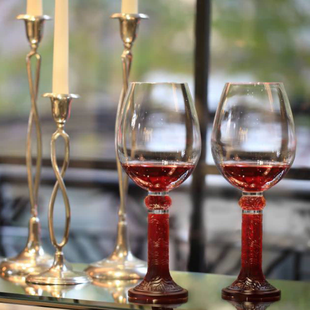 LIULI Crystal Art Crystal Wine Goblet, Bordeaux Glass, Moon Shadows (Set of 2)