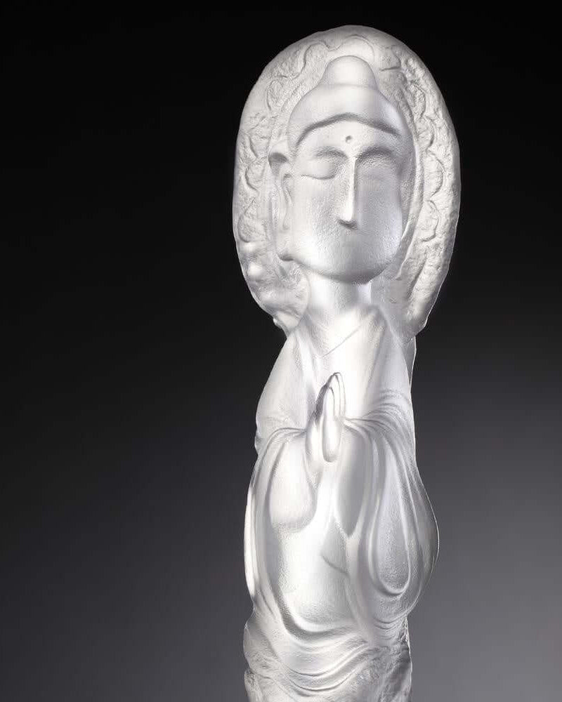 LIULI Crystal Art Crystal Buddha Figurine, "Free Mind from Knowing One’s Fate"
