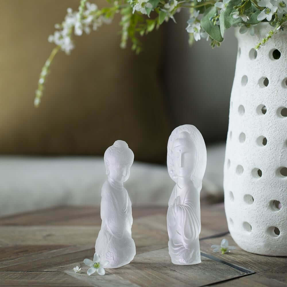 LIULI Crystal Art Crystal Buddha Figurine, "Free Mind in Weal or Woe"