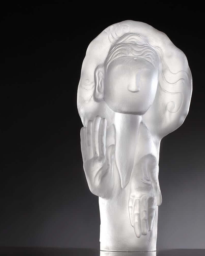 LIULI Crystal Art Crystal Buddha Figurine, "Free Mind from Knowing No Fear"