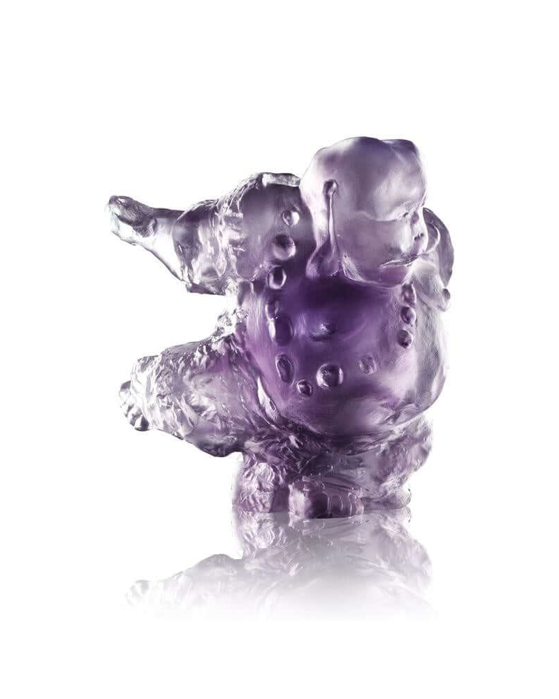 LIULI Crystal Art Crystal "Great Joy-Effortlessness" Matreiya, Happy Buddha Figurine in Violet