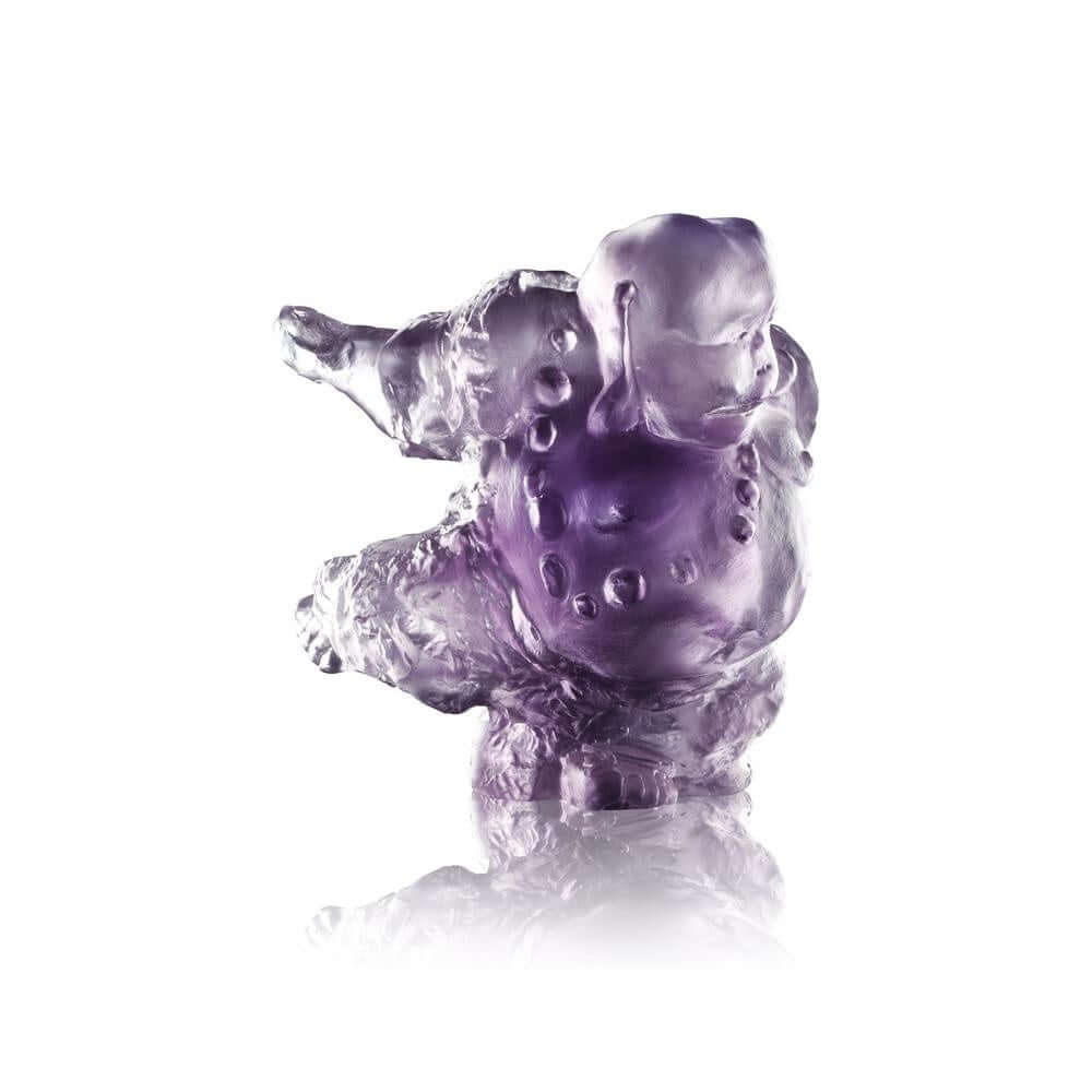 LIULI Crystal Art Crystal "Great Joy-Effortlessness" Matreiya, Happy Buddha Figurine in Violet