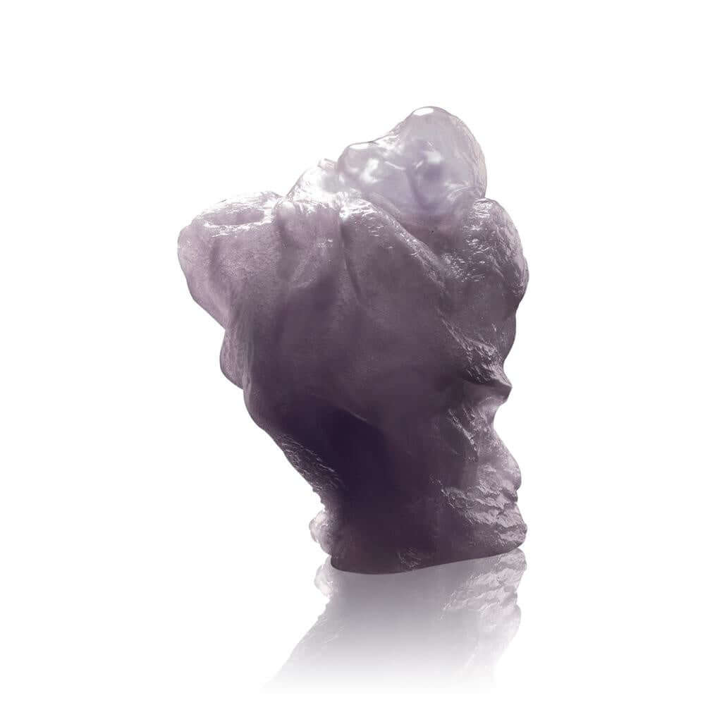 LIULI Crystal Art Crystal "Great Joy-All Encompassing" Matreiya, Happy Buddha Figurine in Powder Purple