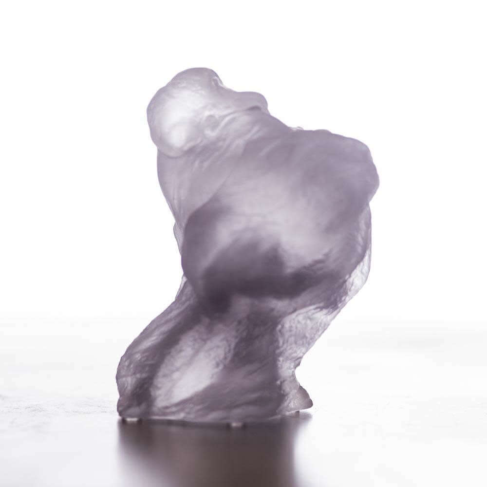 LIULI Crystal Art Crystal Buddha, Matreiya, Happy Buddha, Great Joy-All Encompassing, Purple Powder *Showroom Sample*