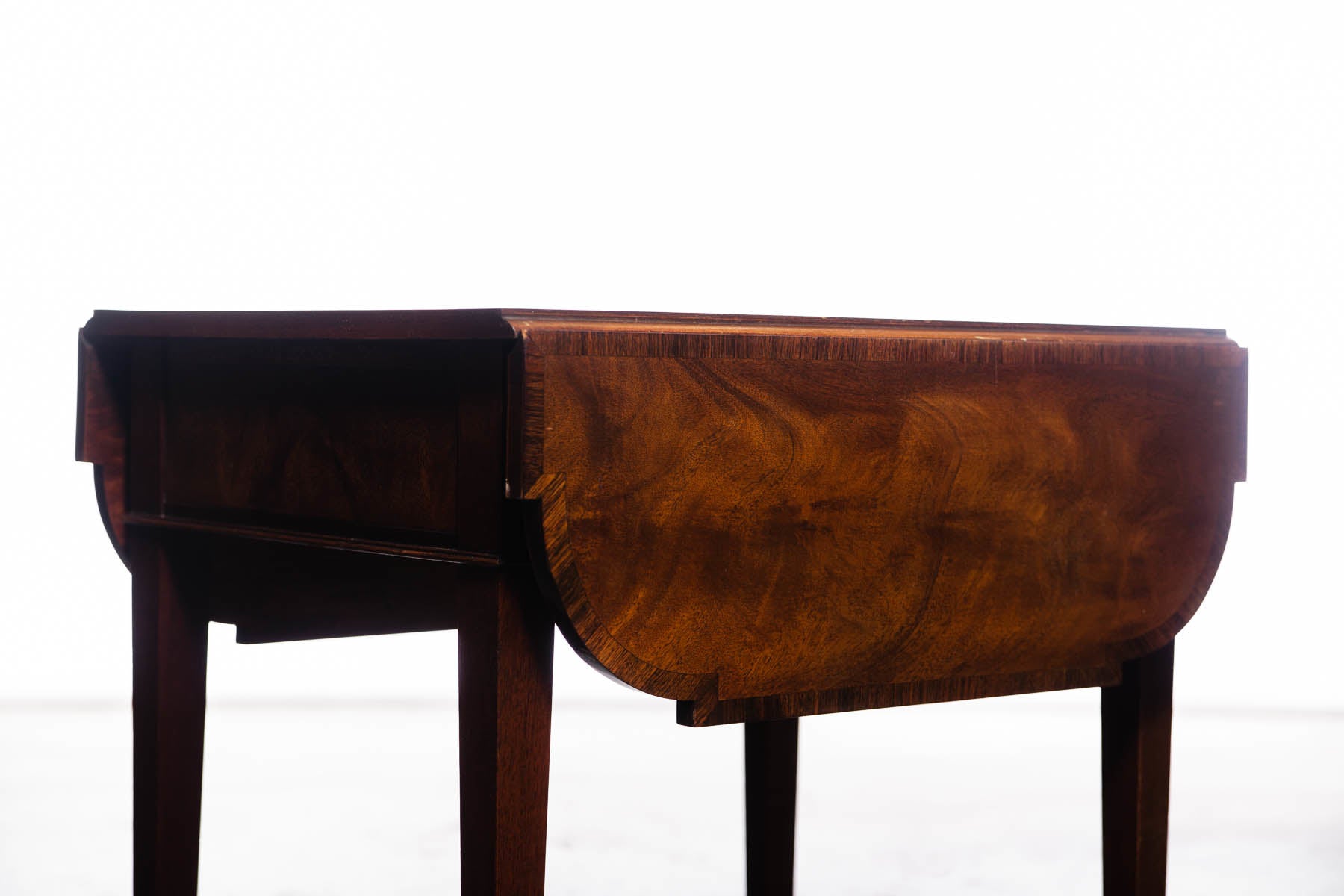 Vintage Leather Top Drop Leaf Mahogany Pembroke Side Table