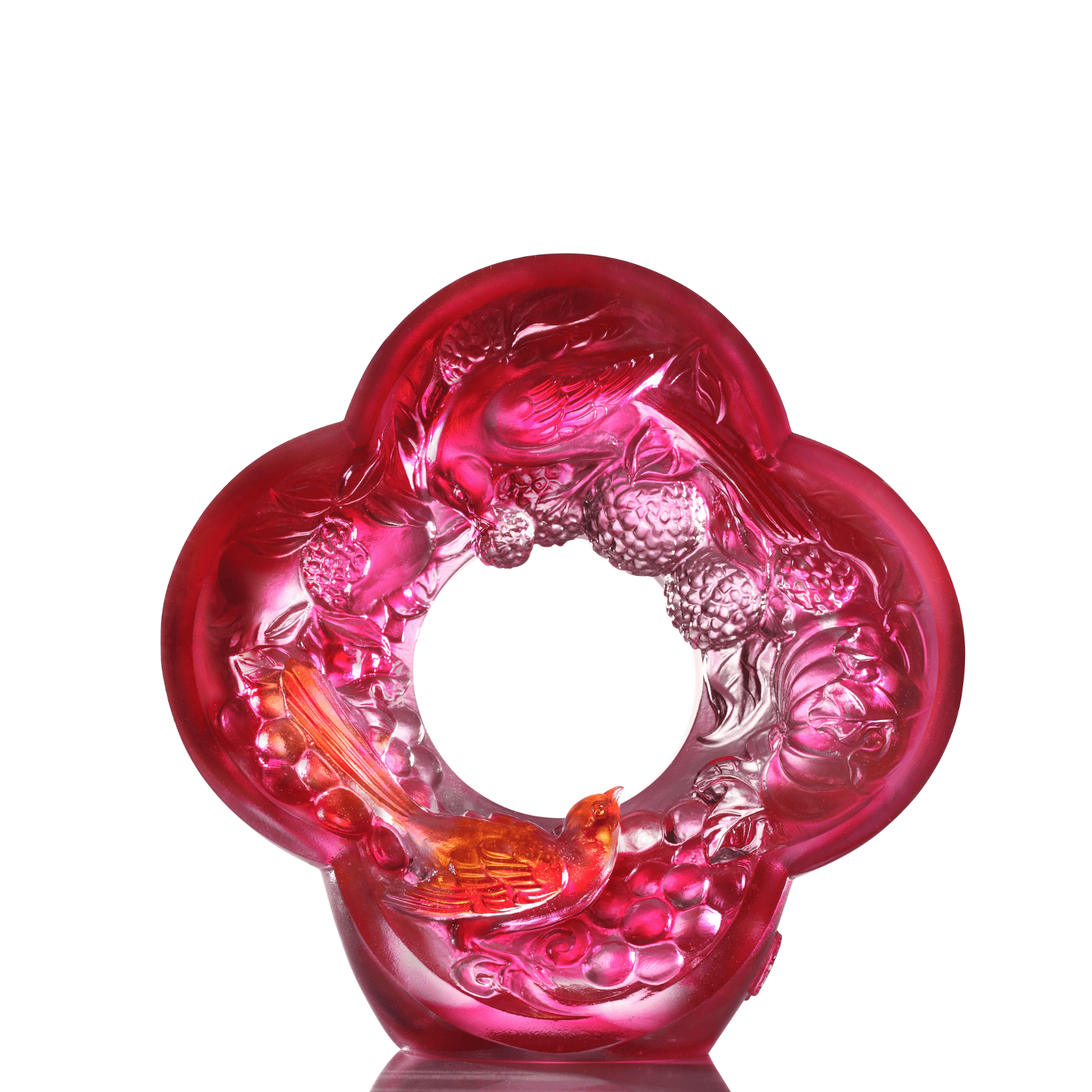 LIULI Crystal Art Crystal Begonia Flower, "Auspiciousness Doubled"