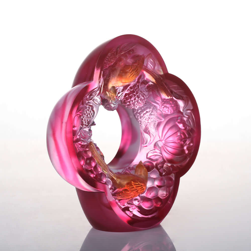 LIULI Crystal Art Crystal Begonia Flower, "Auspiciousness Doubled"