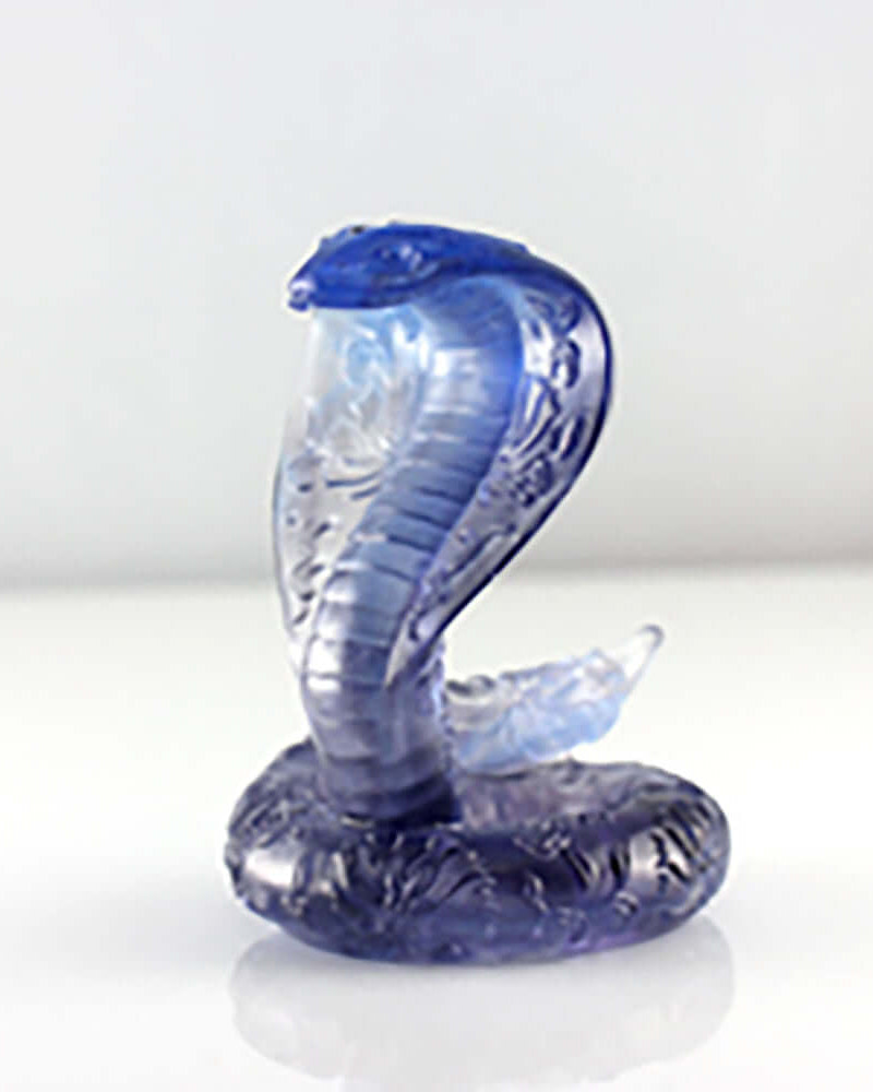 LIULI Crystal Art Crystal Cobra Snake, "Opulence Invites Sun and Moon"