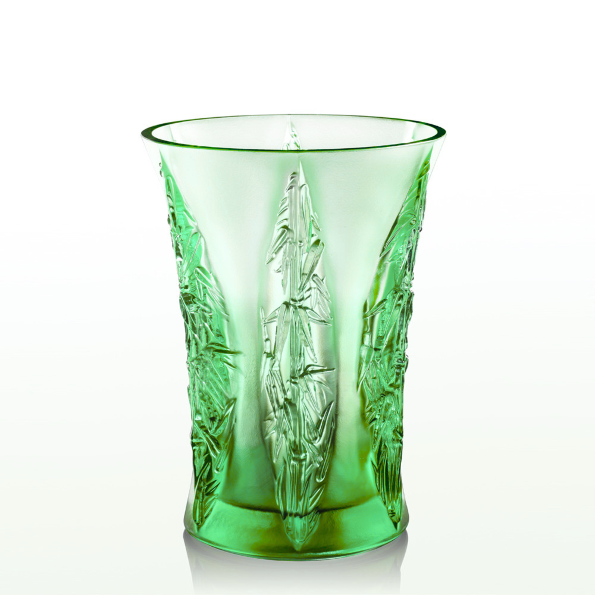 LIULI Crystal Art Crystal Floral Vase, "In the Presence of Spring-Lovely Bamboo Shadows"