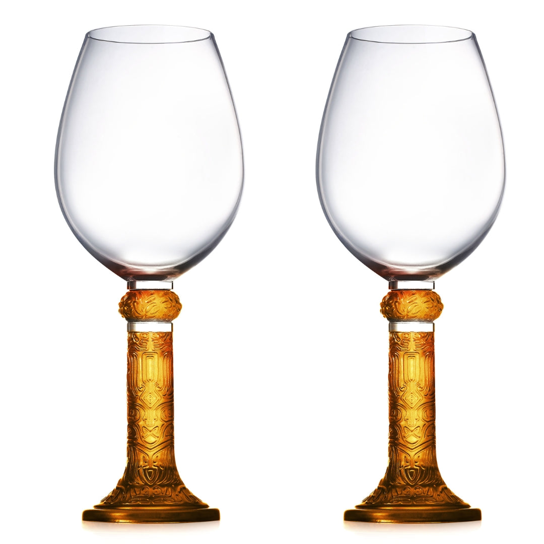 Crystal Wine Goblet, Bordeaux Glass, Moon Shadows (Set of 2)