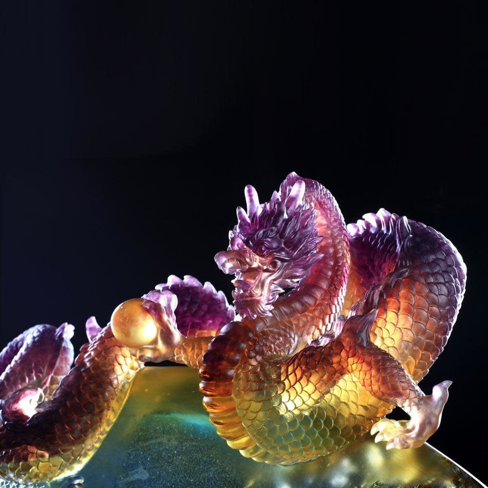 LIULI Crystal Art Crystal Mythical Creature, Dragon, "The Space Between Heaven and Earth"