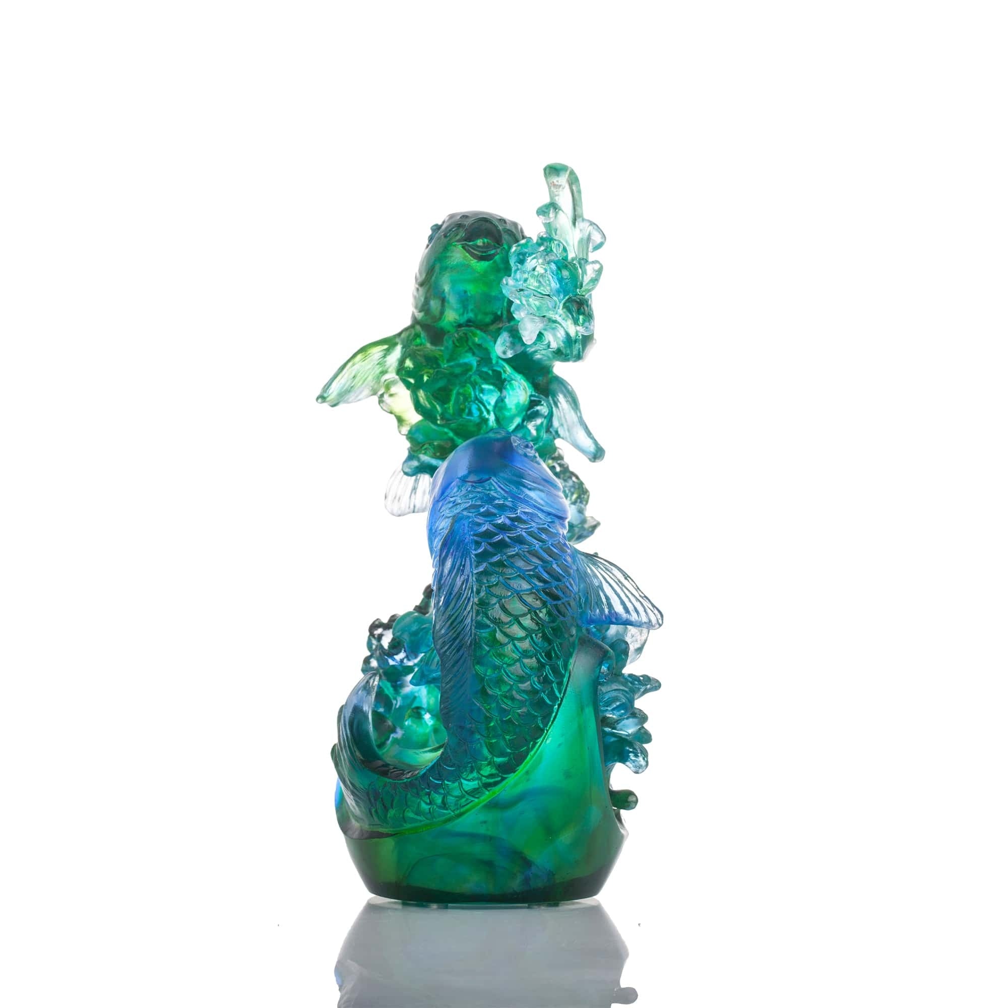 LIULI Crystal Art Crystal Koi Fish Sculpture, "In Splendor"