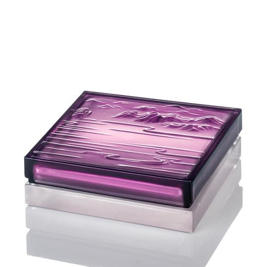 LIULI Crystal Art Crystal Incense Case & "A Happy Excursion - Clarity" Incense Set in Purple
