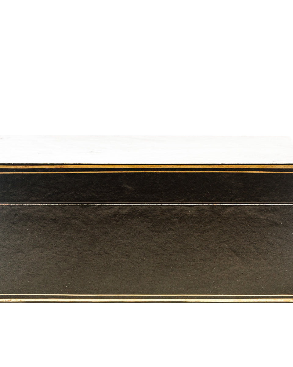 Black Regalia Leather Box (16.5") with hand-painted tuxedo gold trim