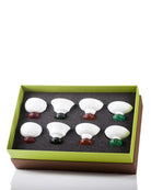 LIULI Crystal Art LIULI Bone China Sake Cups with Fine Crystal, Set of 8, Holiday Limited Edition