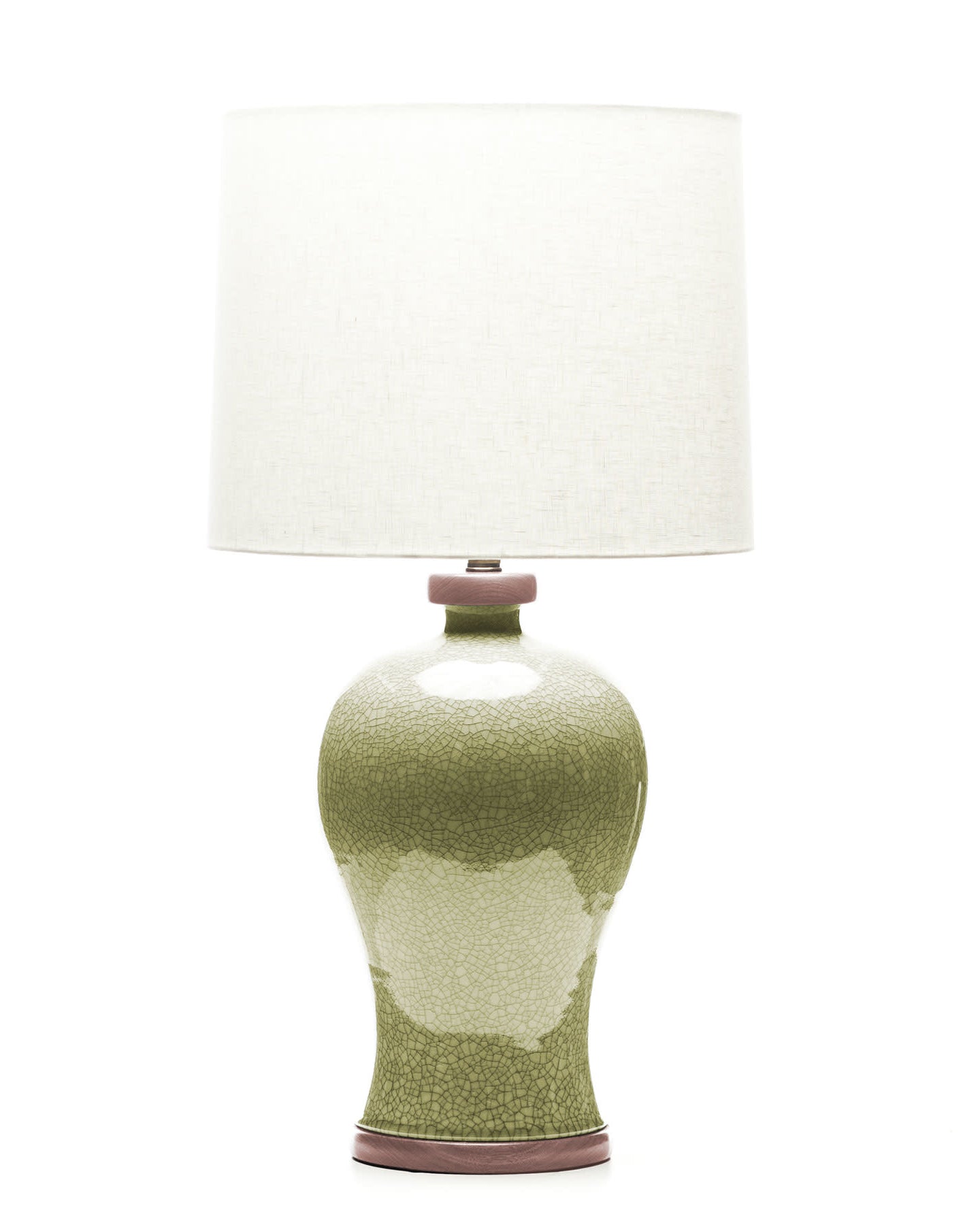 Lawrence & Scott Dashiell Table Lamp in Oyster Crackle with Sapele Base