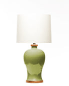Lawrence & Scott Luxury Porcelain Dashiell Table Lamp in Celadon with Sapele Base